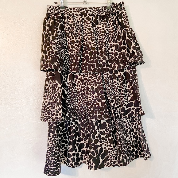 Who What Wear Leopard Print Ruffled Midi Skirt - Picture 5 of 9